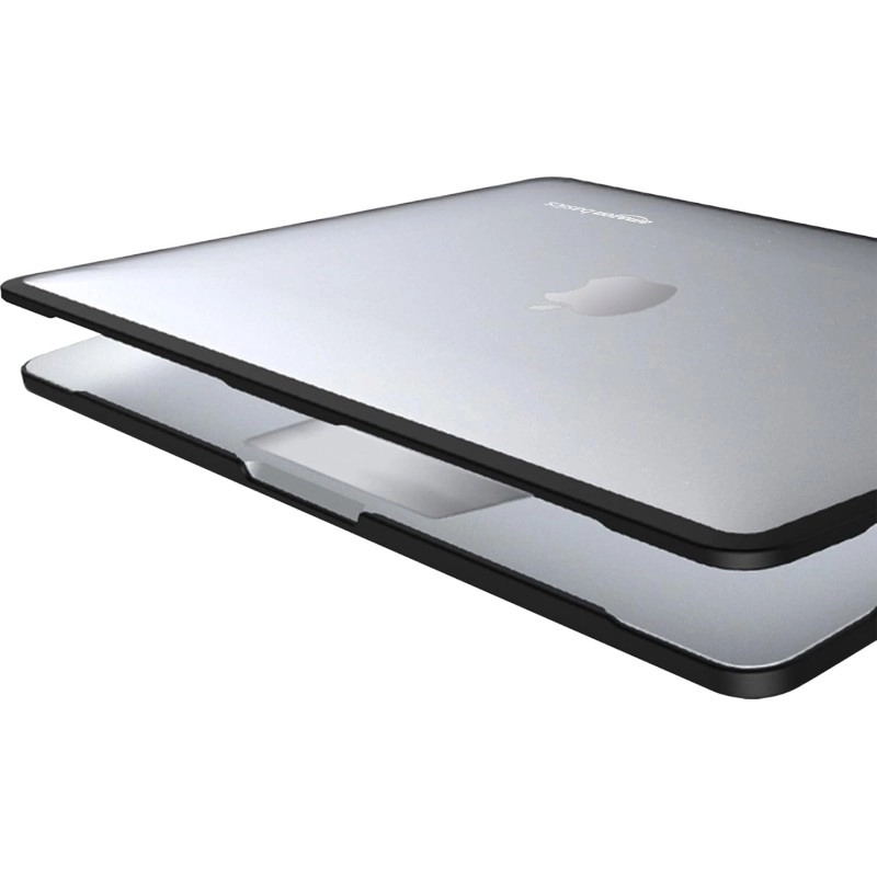 Amazon Basics Hard Shell Laptop Cover for MacBook Air 13-inch with Touch ID (Model M2) | Anti-Fingerprint Case (Matte Black & Semi-Transparent)