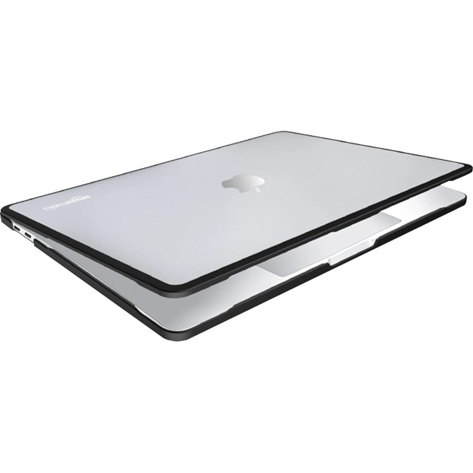 Amazon Basics Hard Shell Laptop Cover for MacBook Air 13-inch with Touch ID (Model M2) | Anti-Fingerprint Case (Matte Black & Semi-Transparent)