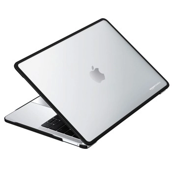 Amazon Basics Hard Shell Laptop Cover for MacBook Air 13-inch with Touch ID (Model M2) | Anti-Fingerprint Case (Matte Black & Semi-Transparent)