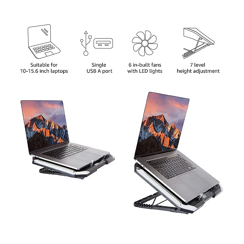 Airtree Laptop Cooling Pad with 7-Cool RGB LED Lighting Effects | USB Powered Gaming Laptop Cooler Stand Airtree Laptop Cooling Pad with 7-Cool RGB LED Lighting Effects | USB Powered Gaming Laptop Cooler Stand