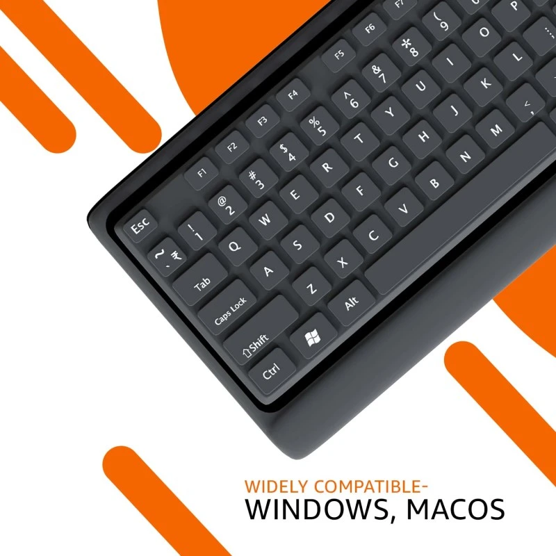 Amazon Basics Wireless Keyboard and Mouse Combo | 12 Months* Battery (Cells Included) | Silent Keys 800/1200/1600 DPI | Chiclet Keys Spill Resistant Keyboard for PC/Laptop (Black) Amazon Basics Wireless Keyboard and Mouse Combo | 12 Months* Battery (Cells Included) | Silent Keys 800/1200/1600 DPI | Chiclet Keys Spill Resistant Keyboard for PC/Laptop (Black)