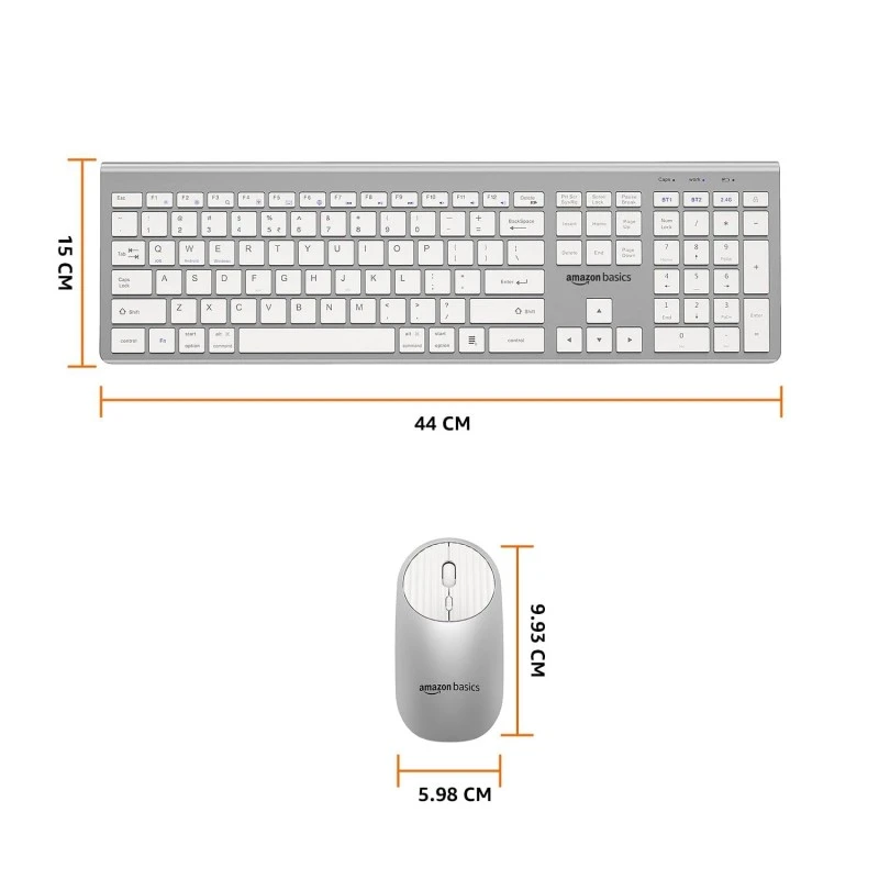 Amazon Basics Wireless Rechargeable Dual Connectivity Keyboard and Mouse Set - Multidevice Wireless Keyboard Full Size and Mouse, for Windows, Mac, Android, Smart TV, Tablet, PC, Laptop Amazon Basics Wireless Rechargeable Dual Connectivity Keyboard and Mouse Set - Multidevice Wireless Keyboard Full Size and Mouse, for Windows, Mac, Android, Smart TV, Tablet, PC, Laptop