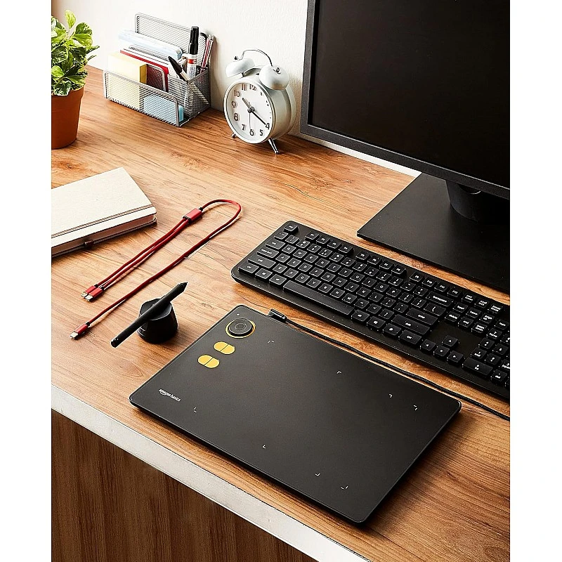 AmazonBasics Graphics Drawing Tablet Pen Tablet, 8.4 X 5.7 Inches, Speed 233, 4 Shortcut Keys, Battery Free Stylus AmazonBasics Graphics Drawing Tablet Pen Tablet, 8.4 X 5.7 Inches, Speed 233, 4 Shortcut Keys, Battery Free Stylus