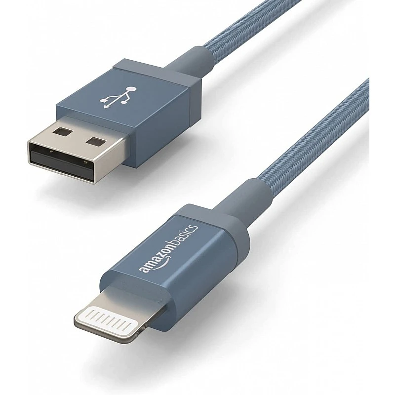 AmazonBasics Nylon Braided Lightning to USB Cable - MFi Certified Apple iPhone Charger, Dark Gray, 3-Ft AmazonBasics Nylon Braided Lightning to USB Cable - MFi Certified Apple iPhone Charger, Dark Gray, 3-Ft