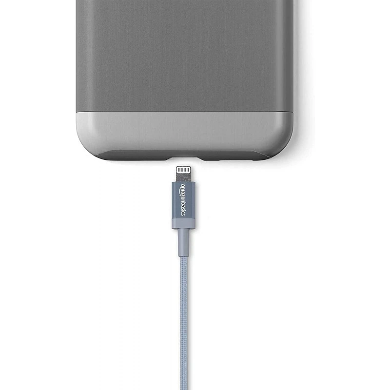 AmazonBasics Nylon Braided Lightning to USB Cable - MFi Certified Apple iPhone Charger, Dark Gray, 3-Ft AmazonBasics Nylon Braided Lightning to USB Cable - MFi Certified Apple iPhone Charger, Dark Gray, 3-Ft