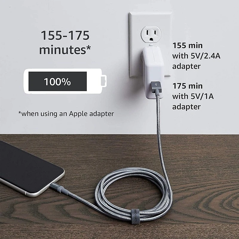 AmazonBasics Nylon Braided Lightning to USB Cable - MFi Certified Apple iPhone Charger, Dark Gray, 3-Ft AmazonBasics Nylon Braided Lightning to USB Cable - MFi Certified Apple iPhone Charger, Dark Gray, 3-Ft
