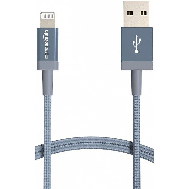 AmazonBasics Nylon Braided Lightning to USB Cable - MFi Certified Apple iPhone Charger, Dark Gray, 3-Ft AmazonBasics Nylon Braided Lightning to USB Cable - MFi Certified Apple iPhone Charger, Dark Gray, 3-Ft