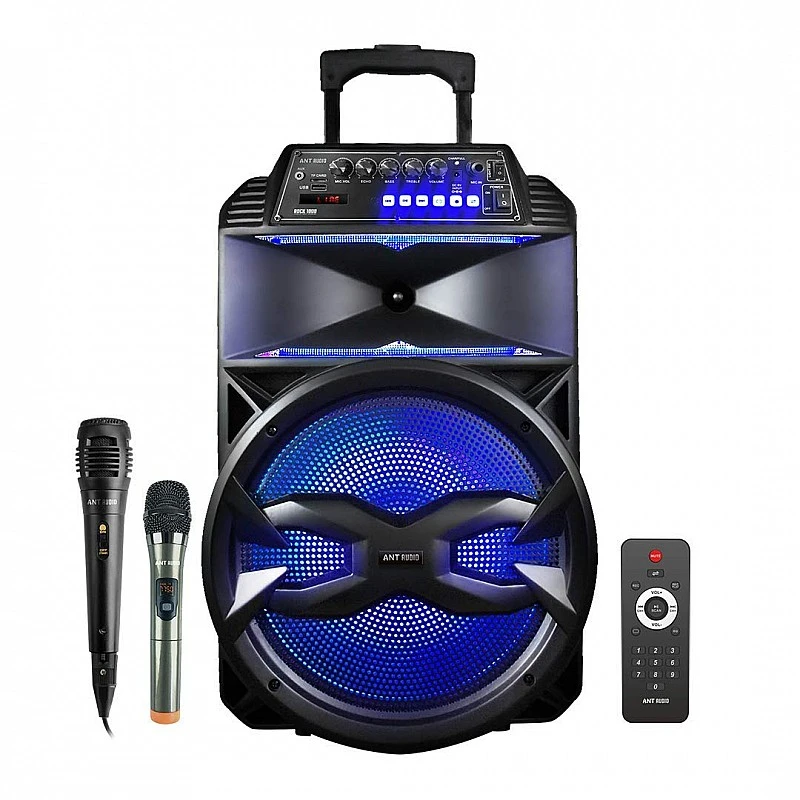 Ant Audio Rock 1000 Trolley Party Speaker with Karaoke with FM Radio, Micro SD Card, USB, Wired & Wireless Mic Subwoofer Ant Audio Rock 1000 Trolley Party Speaker with Karaoke with FM Radio, Micro SD Card, USB, Wired & Wireless Mic Subwoofer