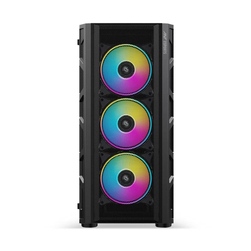 Ant Esports 510 AIR Mid Tower Gaming Cabinet Computer Case Supports E-ATX, ATX, Micro-ATX, Mini-ITX Motherboard Sliding Tempered Glass Side Panel, 3x120 mm ARGB Front 1x120 mm ARGB Rear Fans, Black Ant Esports 510 AIR Mid Tower Gaming Cabinet Computer Case Supports E-ATX, ATX, Micro-ATX, Mini-ITX Motherboard Sliding Tempered Glass Side Panel, 3x120 mm ARGB Front 1x120 mm ARGB Rear Fans, Black
