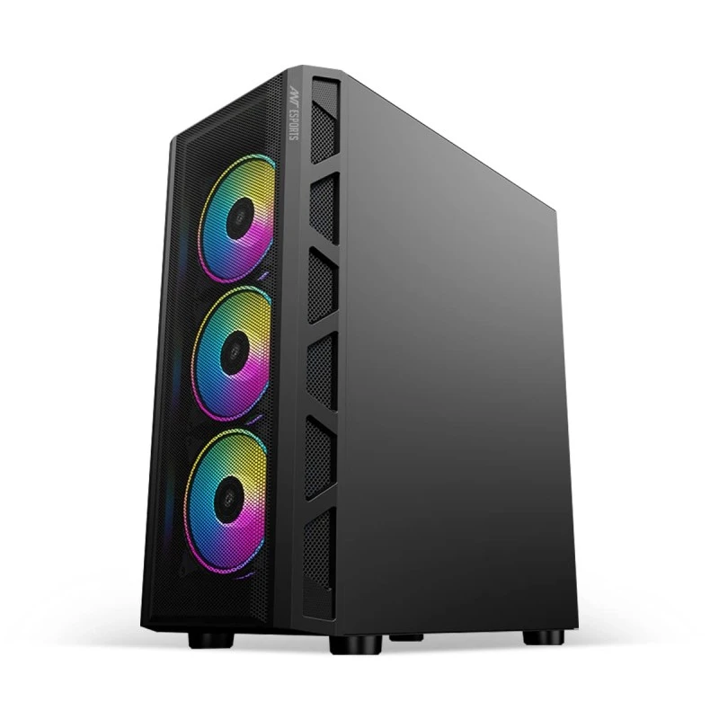 Ant Esports 510 AIR Mid Tower Gaming Cabinet Computer Case Supports E-ATX, ATX, Micro-ATX, Mini-ITX Motherboard Sliding Tempered Glass Side Panel, 3x120 mm ARGB Front 1x120 mm ARGB Rear Fans, Black Ant Esports 510 AIR Mid Tower Gaming Cabinet Computer Case Supports E-ATX, ATX, Micro-ATX, Mini-ITX Motherboard Sliding Tempered Glass Side Panel, 3x120 mm ARGB Front 1x120 mm ARGB Rear Fans, Black