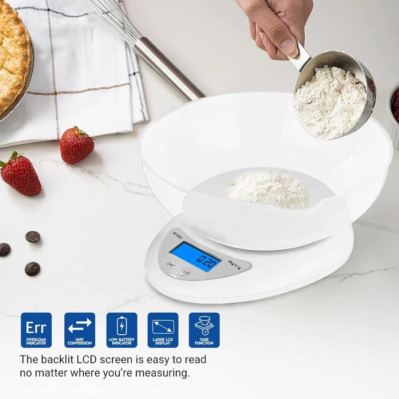 Ant Esports AEKS200 Kitchen Weighing Machine with Bowl, Weighing Scale for Fitness, Shop,Home Baking/Cooking with Large LCD Display,Tare Function,Over Load Indicator,Weigh Upto 5Kgs,30 Months Warranty Ant Esports AEKS200 Kitchen Weighing Machine with Bowl, Weighing Scale for Fitness, Shop,Home Baking/Cooking with Large LCD Display,Tare Function,Over Load Indicator,Weigh Upto 5Kgs,30 Months Warranty