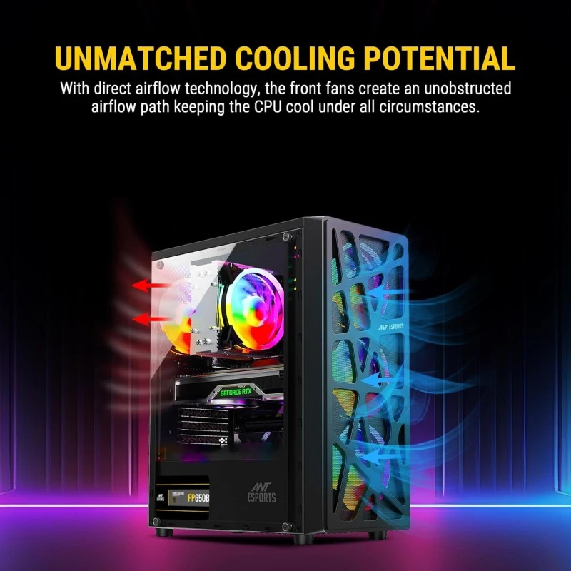 Ant Esports Elite 1200 ATX Computer Case/Gaming Cabinet - Black | Support ATX, Micro-ATX, Mini-ITX | Pre-Installed 3 Front Fans & 1 Rear Fan Ant Esports Elite 1200 ATX Computer Case/Gaming Cabinet - Black | Support ATX, Micro-ATX, Mini-ITX | Pre-Installed 3 Front Fans & 1 Rear Fan