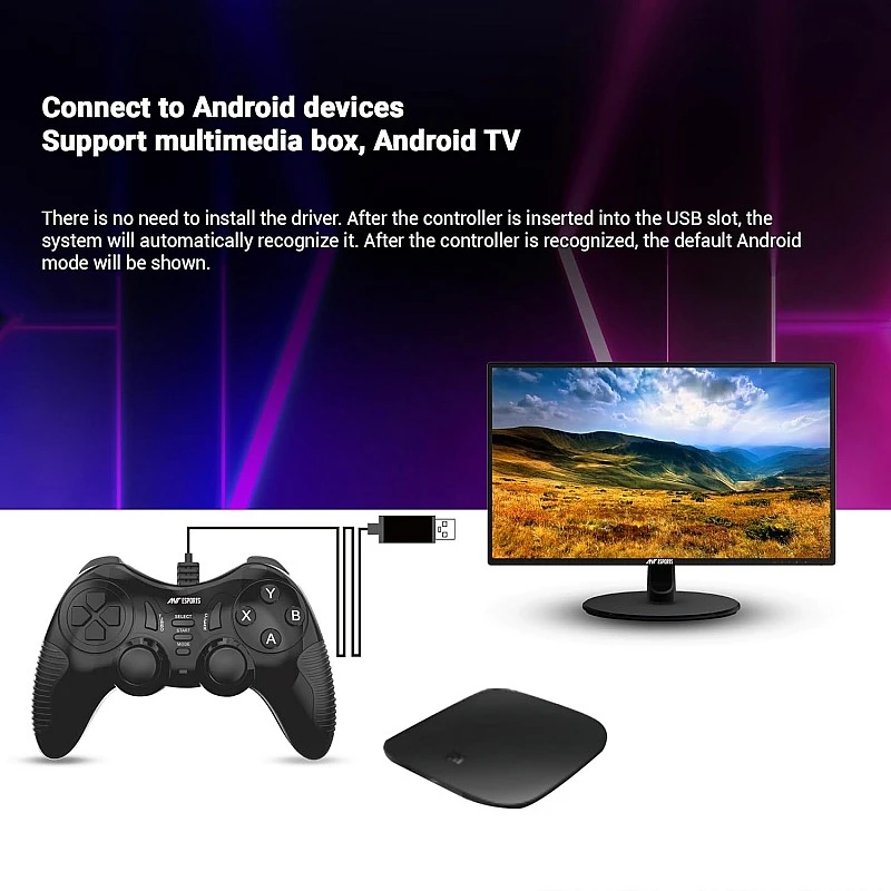Ant Esports GP115 Wired Gamepad, Compatible for PC & Laptop Computer (All Windows Systems) / PS3 / Android TV Set/Media Box - Black Ant Esports GP115 Wired Gamepad, Compatible for PC & Laptop Computer (All Windows Systems) / PS3 / Android TV Set/Media Box - Black