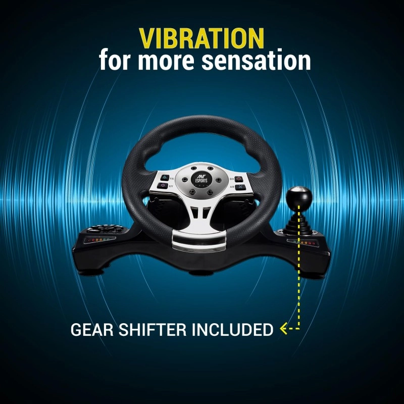 Ant Esports GW190 Race Steering Wheel, Universal USB I 270 Degree rotation with 2 Large Pedals and Shifter Compatible for PC, Xbox One,Xbox Series X/S,PS4,PS3,Nintendo Switch& Android TV–Black Silver Ant Esports GW190 Race Steering Wheel, Universal USB I 270 Degree rotation with 2 Large Pedals and Shifter Compatible for PC, Xbox One,Xbox Series X/S,PS4,PS3,Nintendo Switch& Android TV–Black Silver