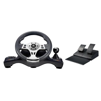 Ant Esports GW190 Race Steering Wheel, Universal USB I 270 Degree rotation with 2 Large Pedals and Shifter Compatible for PC, Xbox One,Xbox Series X/S,PS4,PS3,Nintendo Switch& Android TV–Black Silver