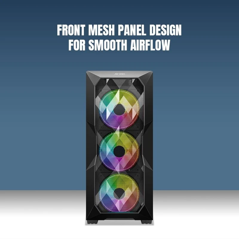 Ant Esports ICE-100 Mid-Tower Computer Case/Gaming Cabinet - Black | Supports ATX, Micro-ATX, Mini-ITX | Pre-Installed 2 x 140mm Front Fans and 1 x 140 mm Rear Fan Ant Esports ICE-100 Mid-Tower Computer Case/Gaming Cabinet - Black | Supports ATX, Micro-ATX, Mini-ITX | Pre-Installed 2 x 140mm Front Fans and 1 x 140 mm Rear Fan