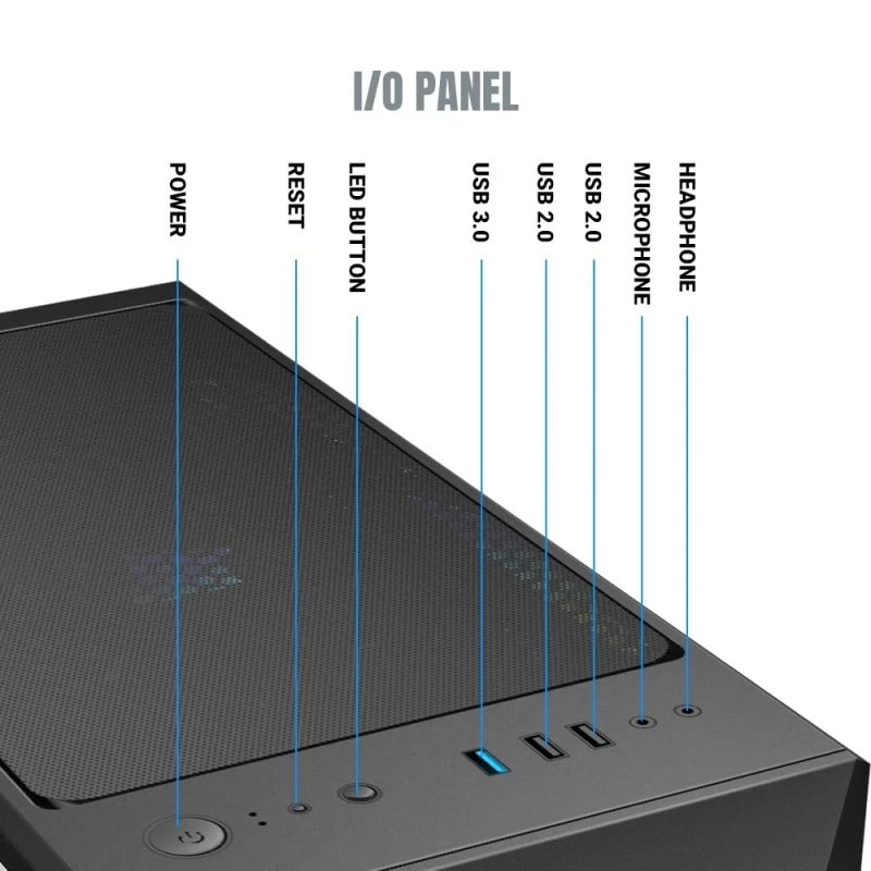 Ant Esports ICE-100 Mid-Tower Computer Case/Gaming Cabinet - Black | Supports ATX, Micro-ATX, Mini-ITX | Pre-Installed 2 x 140mm Front Fans and 1 x 140 mm Rear Fan Ant Esports ICE-100 Mid-Tower Computer Case/Gaming Cabinet - Black | Supports ATX, Micro-ATX, Mini-ITX | Pre-Installed 2 x 140mm Front Fans and 1 x 140 mm Rear Fan