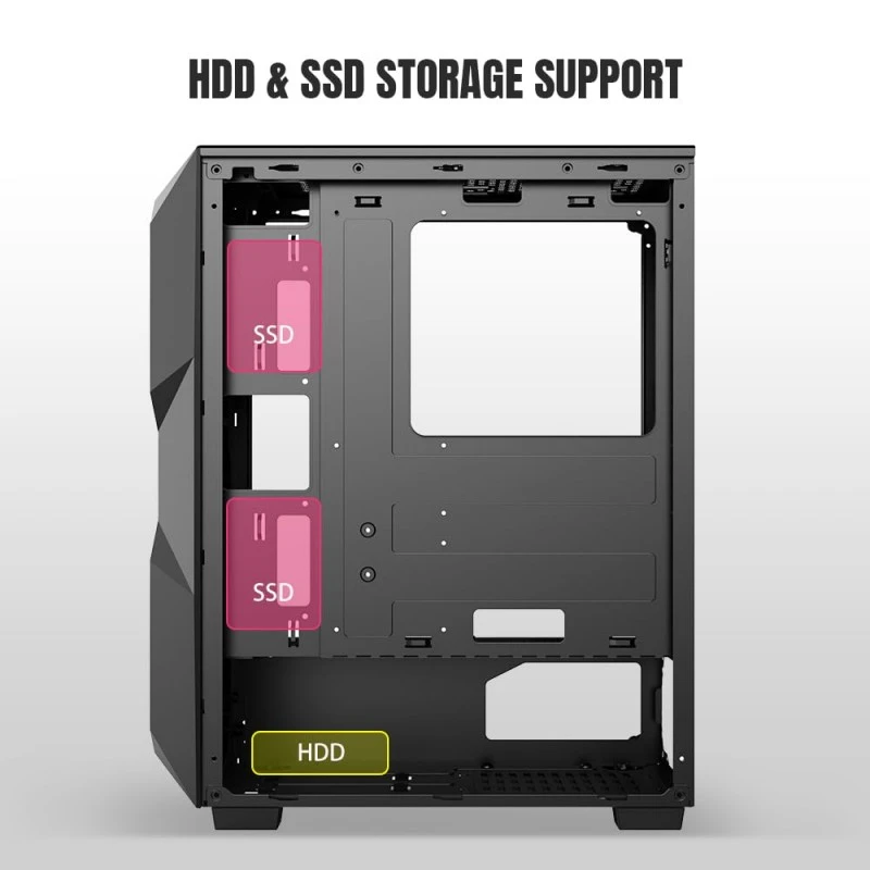 Ant Esports ICE-100 Mid-Tower Computer Case/Gaming Cabinet - Black | Supports ATX, Micro-ATX, Mini-ITX | Pre-Installed 2 x 140mm Front Fans and 1 x 140 mm Rear Fan Ant Esports ICE-100 Mid-Tower Computer Case/Gaming Cabinet - Black | Supports ATX, Micro-ATX, Mini-ITX | Pre-Installed 2 x 140mm Front Fans and 1 x 140 mm Rear Fan