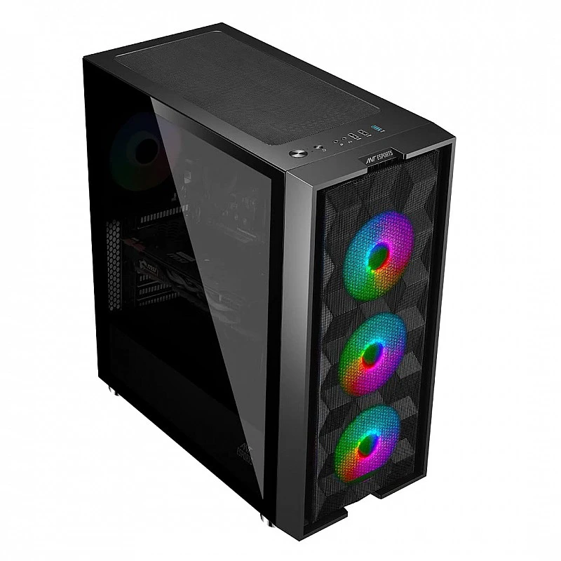 Ant Esports ICE-521MT Mid Tower Computer Case I Gaming Cabinet I Supports ATX MB with Transparent Tempered Glass Side Panel- Black Ant Esports ICE-521MT Mid Tower Computer Case I Gaming Cabinet I Supports ATX MB with Transparent Tempered Glass Side Panel- Black