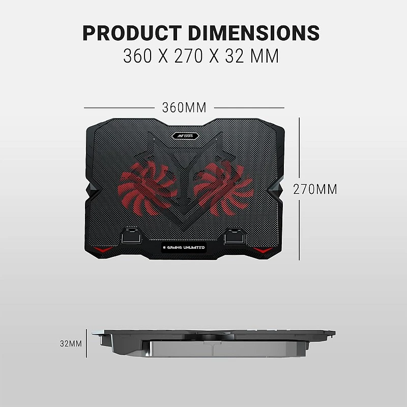 Ant Esports NC210 Gaming Notebook Cooler with 6 Cooling Fans for 10" - 15.6" Laptops, RGB Lights, 2 USB Ports Ant Esports NC210 Gaming Notebook Cooler with 6 Cooling Fans for 10" - 15.6" Laptops, RGB Lights, 2 USB Ports