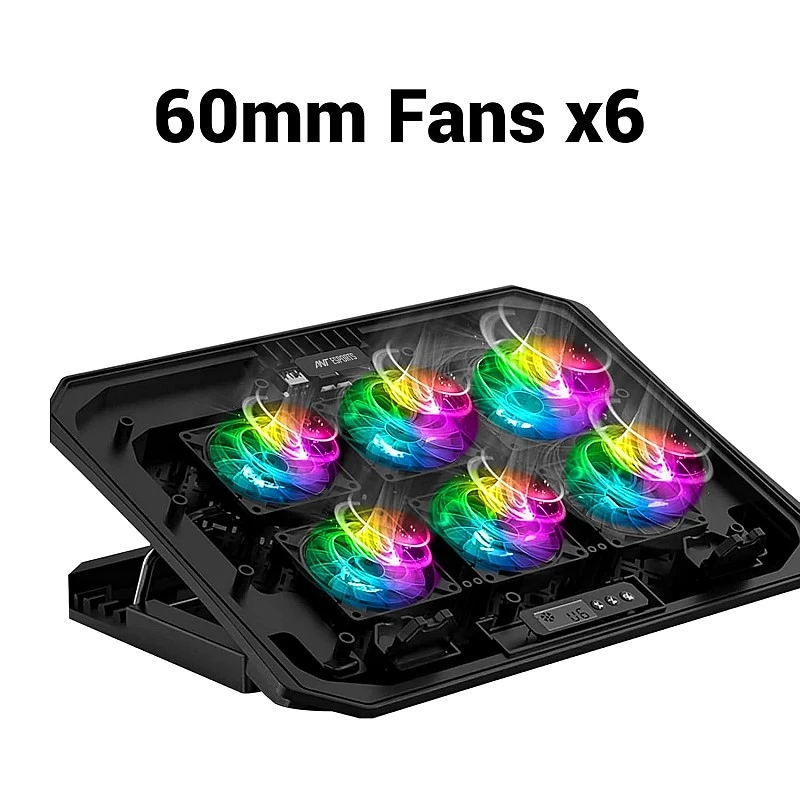 Ant Esports NC210 Gaming Notebook Cooler with 6 Cooling Fans for 10" - 15.6" Laptops, RGB Lights, 2 USB Ports Ant Esports NC210 Gaming Notebook Cooler with 6 Cooling Fans for 10" - 15.6" Laptops, RGB Lights, 2 USB Ports