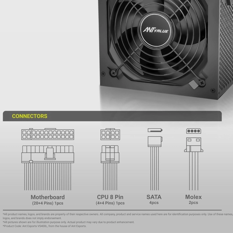Ant Value ECO400 Non Modular Gaming Power Supply/PSU for PC