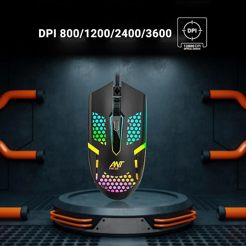 Ant Value GM1103 Gaming Mouse, USB Optical Computer Mice with RGB Backlit, 4 Adjustable DPI Up to 3600, Ergonomic Gamer Laptop PC Mouse for Windows 7/8/10/XP Vista Linux -Black Ant Value GM1103 Gaming Mouse, USB Optical Computer Mice with RGB Backlit, 4 Adjustable DPI Up to 3600, Ergonomic Gamer Laptop PC Mouse for Windows 7/8/10/XP Vista Linux -Black