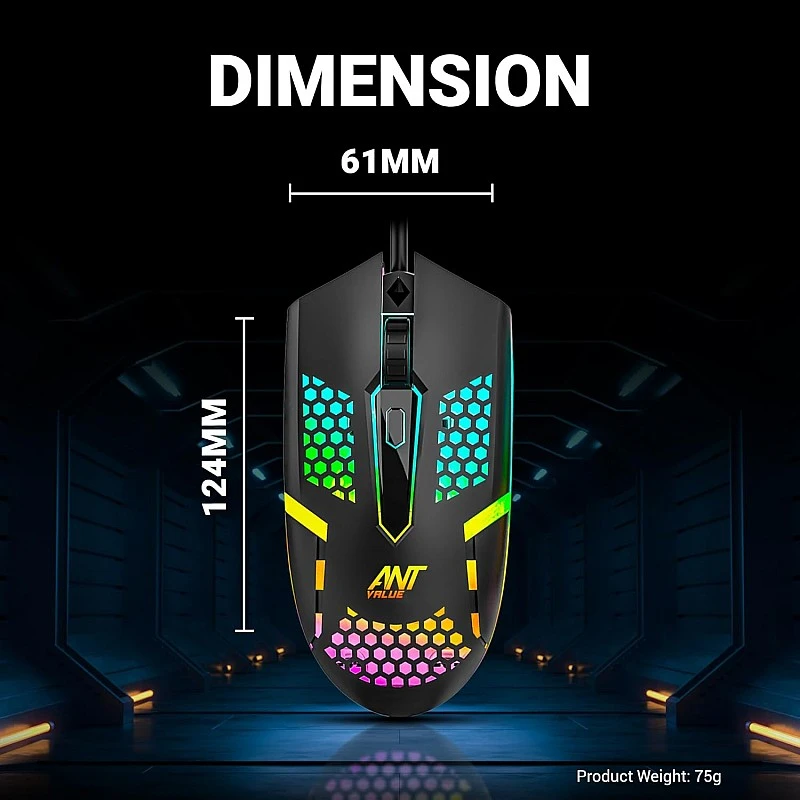Ant Value GM1103 Gaming Mouse, USB Optical Computer Mice with RGB Backlit, 4 Adjustable DPI Up to 3600, Ergonomic Gamer Laptop PC Mouse for Windows 7/8/10/XP Vista Linux -Black Ant Value GM1103 Gaming Mouse, USB Optical Computer Mice with RGB Backlit, 4 Adjustable DPI Up to 3600, Ergonomic Gamer Laptop PC Mouse for Windows 7/8/10/XP Vista Linux -Black