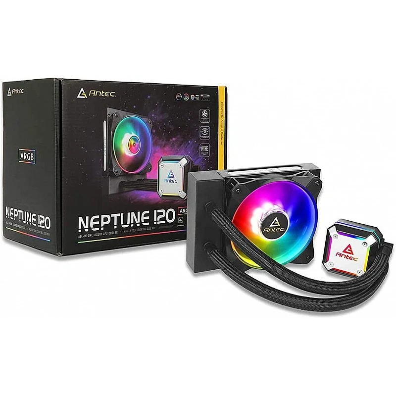 Antec Ultra-Thin CPU Block, Advanced Water Pump Design, PWM Fan, CPU Liquid Cooler Neptune 120 ARGB Antec Ultra-Thin CPU Block, Advanced Water Pump Design, PWM Fan, CPU Liquid Cooler Neptune 120 ARGB