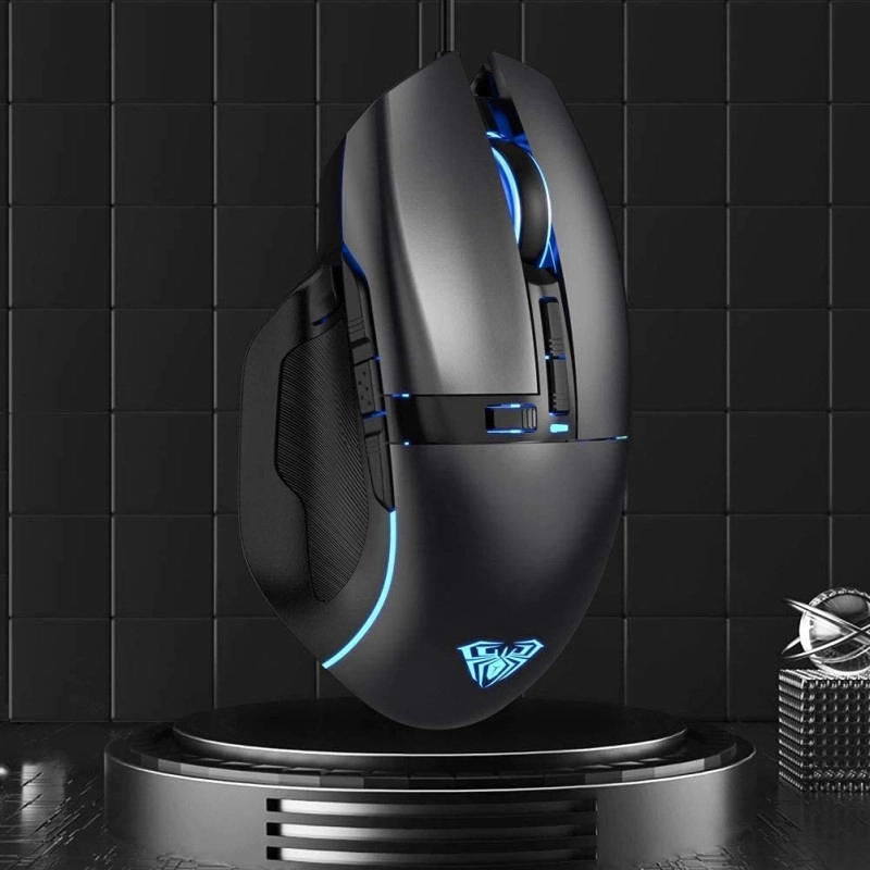 Aula F812 Wired Gaming Mouse, Macro - Hexagonal Computer Mice with RGB Backlit |7 Customized Marco Keys with Light Effect, Adjustable 4800 DPI Optical Sensor (Black) Aula F812 Wired Gaming Mouse, Macro - Hexagonal Computer Mice with RGB Backlit |7 Customized Marco Keys with Light Effect, Adjustable 4800 DPI Optical Sensor (Black)