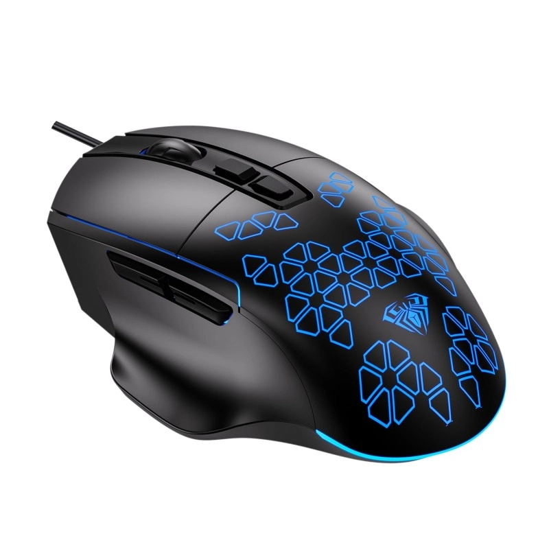 Aula F812 Wired Gaming Mouse, Macro - Hexagonal Computer Mice with RGB Backlit |7 Customized Marco Keys with Light Effect, Adjustable 4800 DPI Optical Sensor (Black) Aula F812 Wired Gaming Mouse, Macro - Hexagonal Computer Mice with RGB Backlit |7 Customized Marco Keys with Light Effect, Adjustable 4800 DPI Optical Sensor (Black)