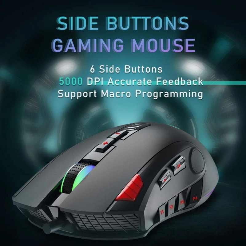 Aula F812 Wired Gaming Mouse, Macro - Hexagonal Computer Mice with RGB Backlit |7 Customized Marco Keys with Light Effect, Adjustable 4800 DPI Optical Sensor (Black) Aula F812 Wired Gaming Mouse, Macro - Hexagonal Computer Mice with RGB Backlit |7 Customized Marco Keys with Light Effect, Adjustable 4800 DPI Optical Sensor (Black)