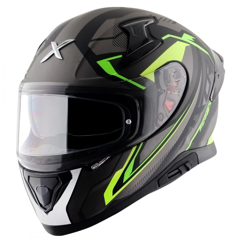 Axor Apex Roadtrip ISI DOT & ECE Certified Full Face Dual Visor Helmet for Men and Women with Outer Clear Visor and Inner Smoke Sun Visor ( Black Grey Helmet, Size: L) Axor Apex Roadtrip ISI DOT & ECE Certified Full Face Dual Visor Helmet for Men and Women with Outer Clear Visor and Inner Smoke Sun Visor ( Black Grey Helmet, Size: L)