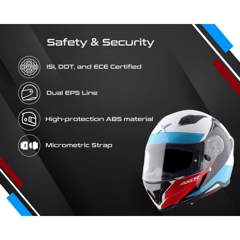 Axor Hunter Turbo ISI ECE and DOT Certified Gloss Finish Full Face Helmet for Men with Pinlock Fitted Clear Visor-White Red-XL Axor Hunter Turbo ISI ECE and DOT Certified Gloss Finish Full Face Helmet for Men with Pinlock Fitted Clear Visor-White Red-XL