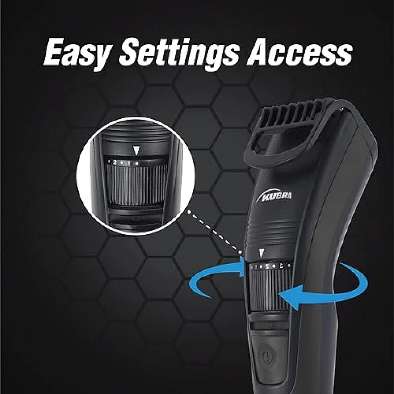 Kubra KB-1016 USB Fast charging, 90 min runtime, Adjustable 20 Length Setting, Ultra Sleek Beard Trimmer for Men (Black) Kubra KB-1016 USB Fast charging, 90 min runtime, Adjustable 20 Length Setting, Ultra Sleek Beard Trimmer for Men (Black)