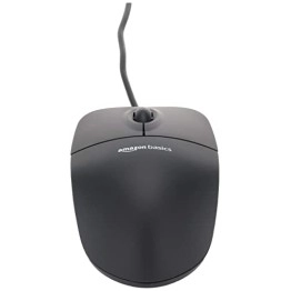 AmazonBasics 3-Button USB Wired Mouse (Black) - 1.5 M Cable