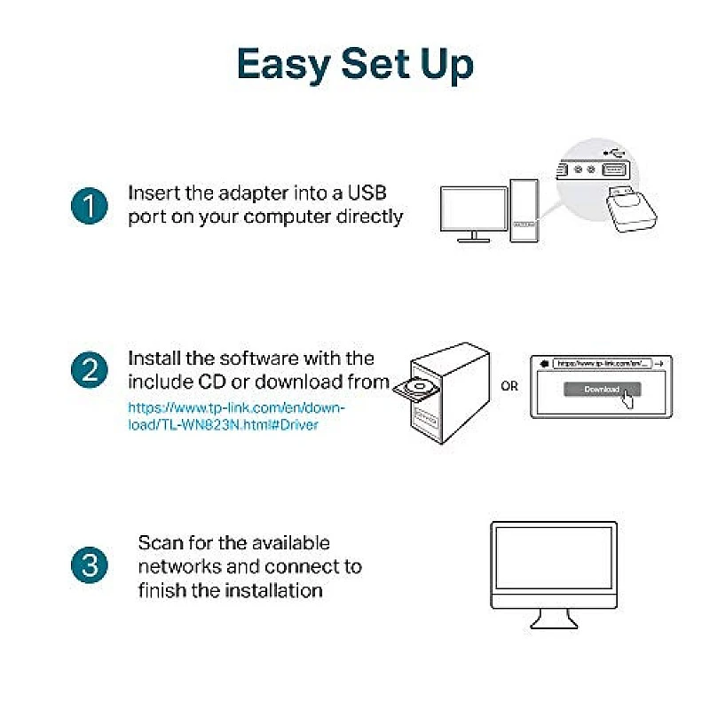 TP-Link USB WiFi Adapter for PC TL-WN725N N150 Wireless Network Adapter for Desktop TP-Link USB WiFi Adapter for PC TL-WN725N N150 Wireless Network Adapter for Desktop