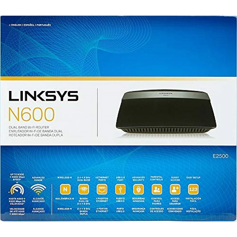 Linksys E2500 (N600) Dual-Band Wi-Fi Router- Black (E2500) Linksys E2500 (N600) Dual-Band Wi-Fi Router- Black (E2500)