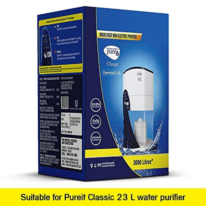 HUL Pureit Germkill kit for Classic water purifier - 3000 L capacity Activated Carbon HUL Pureit Germkill kit for Classic water purifier - 3000 L capacity Activated Carbon