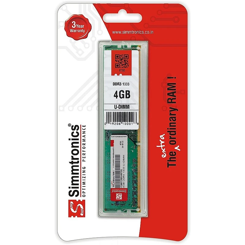 Simmtronics 4GB DDR3 Desktop RAM 1333 MHz (PC 10600) Simmtronics 4GB DDR3 Desktop RAM 1333 MHz (PC 10600)