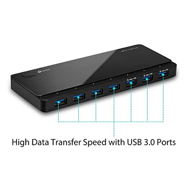 TP-Link Powered USB Hub with 7 Data Smart Charging USB 3.0 Ports, Compatible with Windows TP-Link Powered USB Hub with 7 Data Smart Charging USB 3.0 Ports, Compatible with Windows