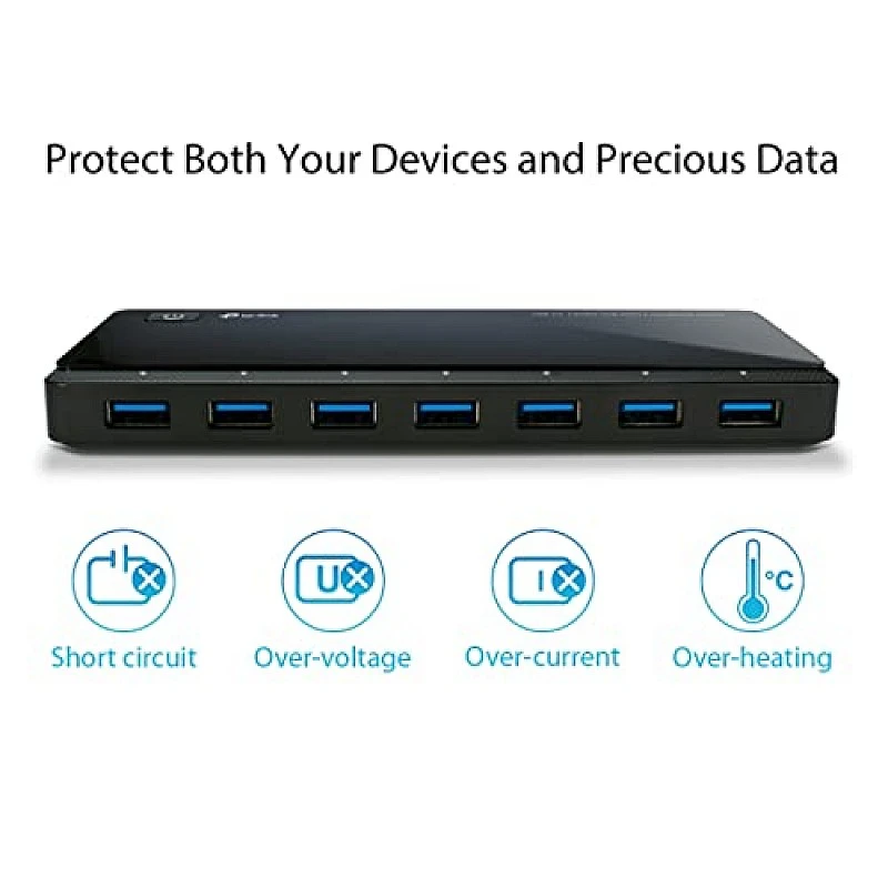 TP-Link Powered USB Hub with 7 Data Smart Charging USB 3.0 Ports, Compatible with Windows TP-Link Powered USB Hub with 7 Data Smart Charging USB 3.0 Ports, Compatible with Windows