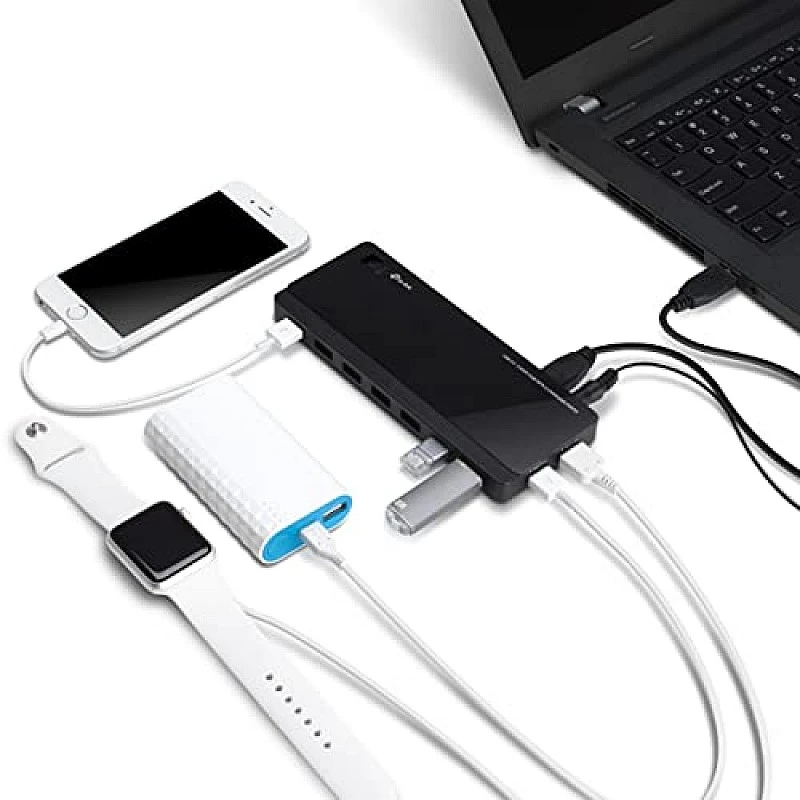 TP-Link Powered USB Hub with 7 Data Smart Charging USB 3.0 Ports, Compatible with Windows TP-Link Powered USB Hub with 7 Data Smart Charging USB 3.0 Ports, Compatible with Windows