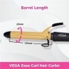 VEGA Ease Curl 25 mm Barrel Hair Curler With Ceramic Coated Plates, (VHCH-02, Beige)