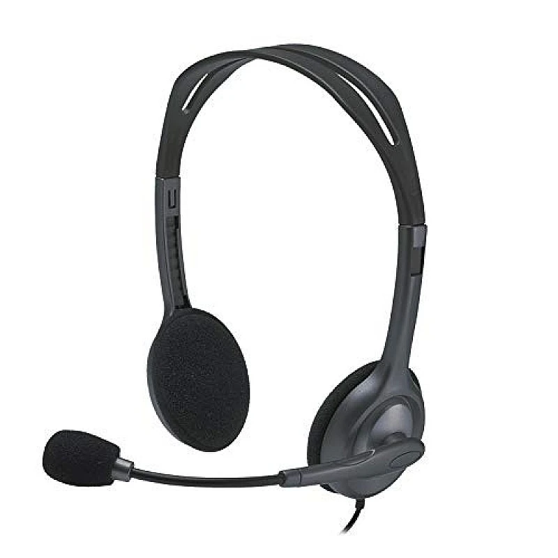 Logitech H111 Wired On Ear Headphones With Mic Black- Logitech H111 Wired On Ear Headphones With Mic Black-