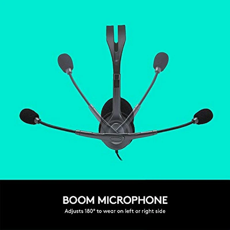 Logitech H111 Wired On Ear Headphones With Mic Black- Logitech H111 Wired On Ear Headphones With Mic Black-
