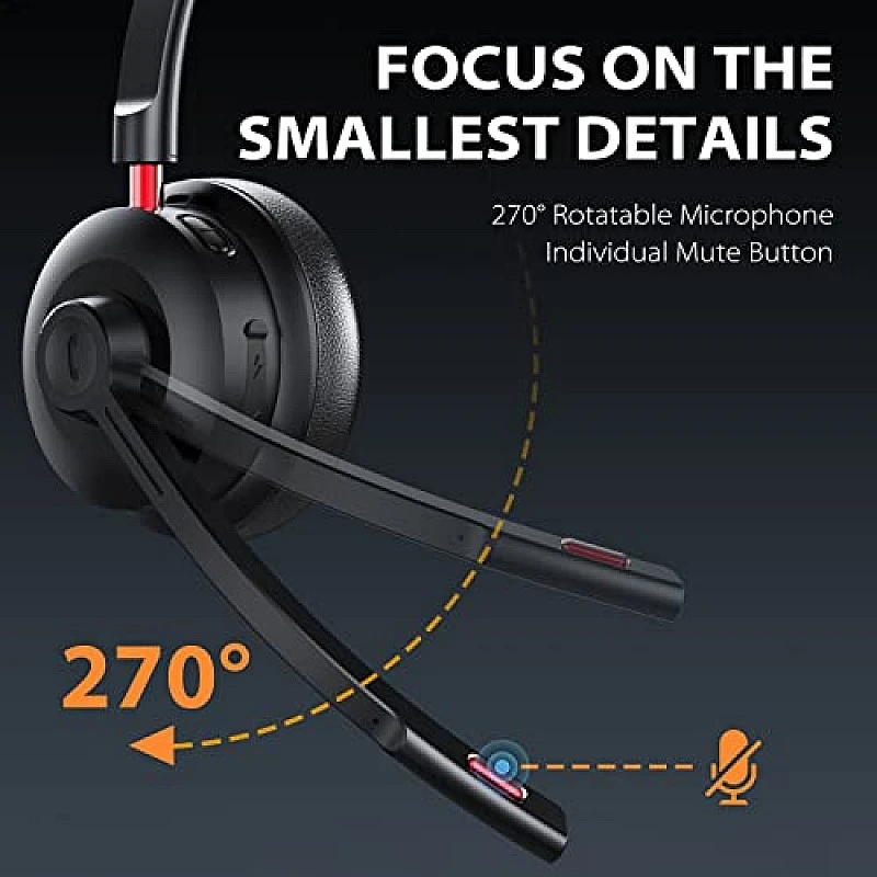 Tribit Wireless Headset with Mic, Bluetooth 5.0 AI Noise Cancelling On Ear Headphones, Business Headset with USB Dongle, Black Tribit Wireless Headset with Mic, Bluetooth 5.0 AI Noise Cancelling On Ear Headphones, Business Headset with USB Dongle, Black