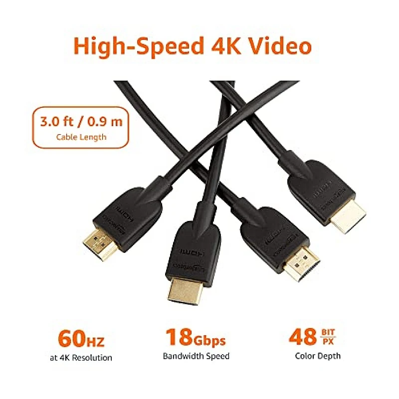 AmazonBasics 3-Feet High-Speed HDMI 2.0 Cable, Pack of 3 (Black) AmazonBasics 3-Feet High-Speed HDMI 2.0 Cable, Pack of 3 (Black)