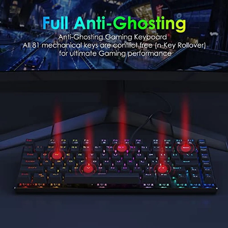 HUO JI RGB Mechanical Gaming Keyboard, E-Yooso Z-88 Compact 81 Keys Hot Swappable for Mac, PC, Black HUO JI RGB Mechanical Gaming Keyboard, E-Yooso Z-88 Compact 81 Keys Hot Swappable for Mac, PC, Black