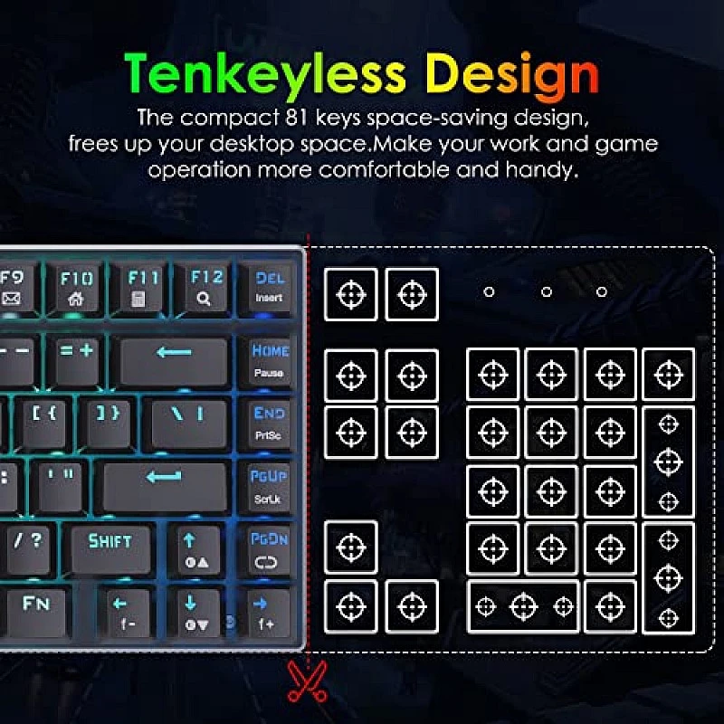 HUO JI RGB Mechanical Gaming Keyboard, E-Yooso Z-88 Compact 81 Keys Hot Swappable for Mac, PC, Black HUO JI RGB Mechanical Gaming Keyboard, E-Yooso Z-88 Compact 81 Keys Hot Swappable for Mac, PC, Black